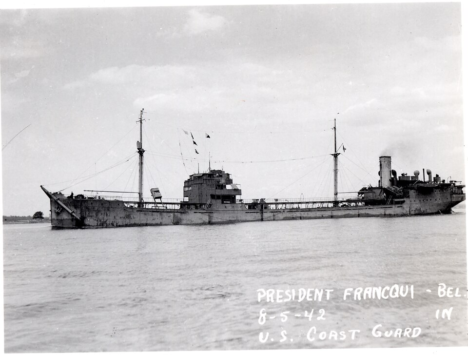 The tanker President Francqui, photographed by the United States Coast Guard on 8 May 1942. Seven months later she lay on the bottom north of the Azores.