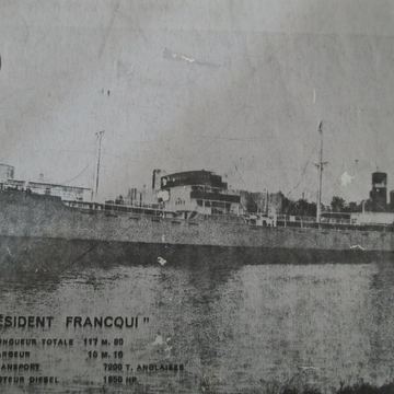 Purfina display panel showing the Président Francqui and her principal dimensions
